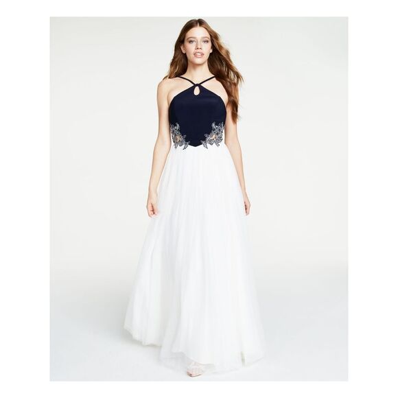 BLONDIE NITES Dresses & Skirts - BLONDIE NITES Womens White Sleeveless Formal Fit + Flare Dress 1